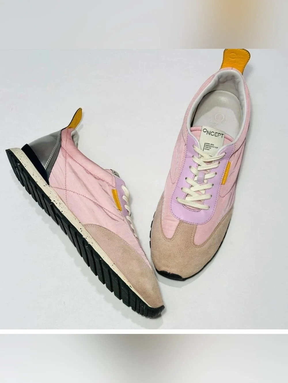 Oncept Tokyo Minimal Sneaker Lilac Pink Suede Nylon Retro Womens 10 Ultra Light
